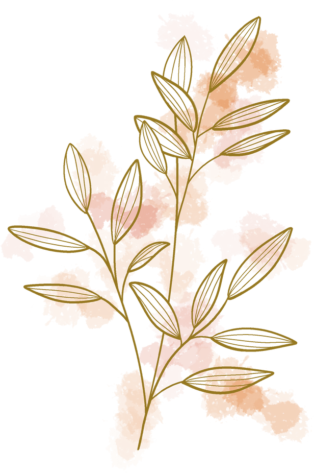 Watercolor Line Art Leaf